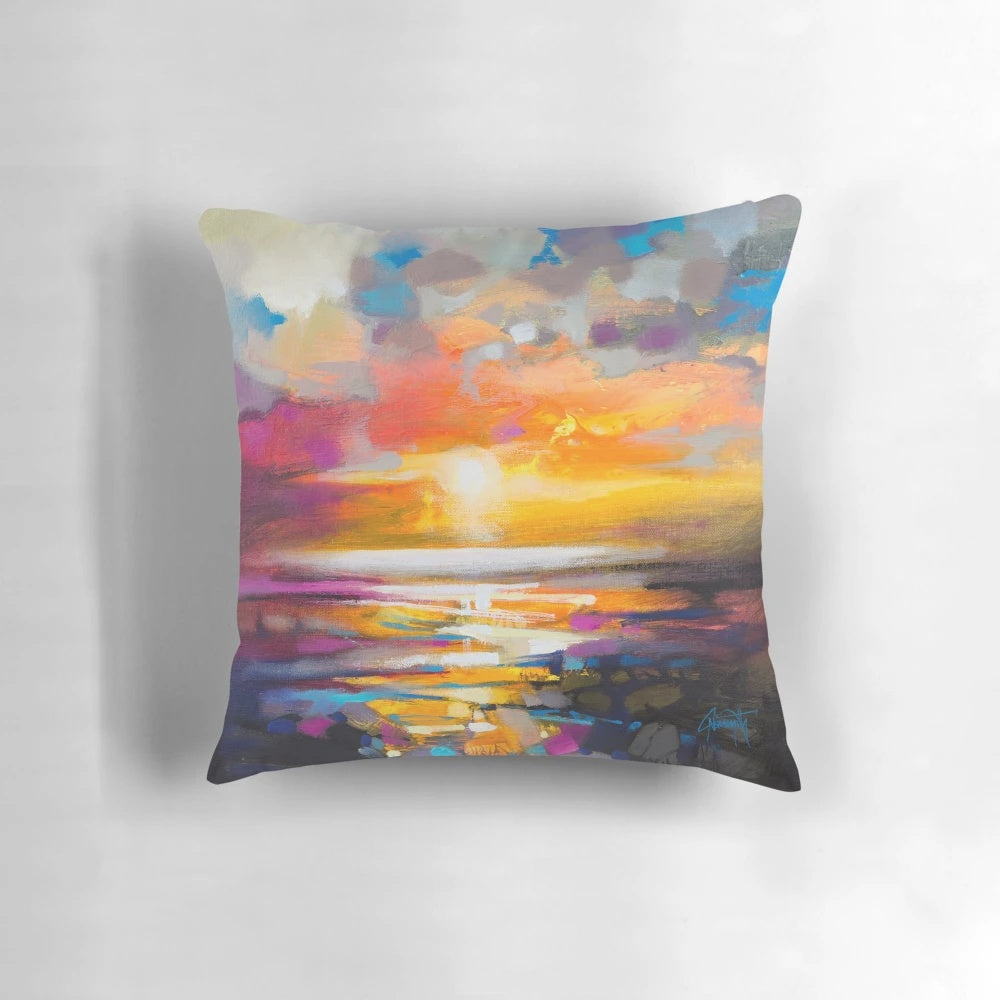 Vivid Light 1 Pillow featuring a Scottish landscape art design by artist Scott Naismith