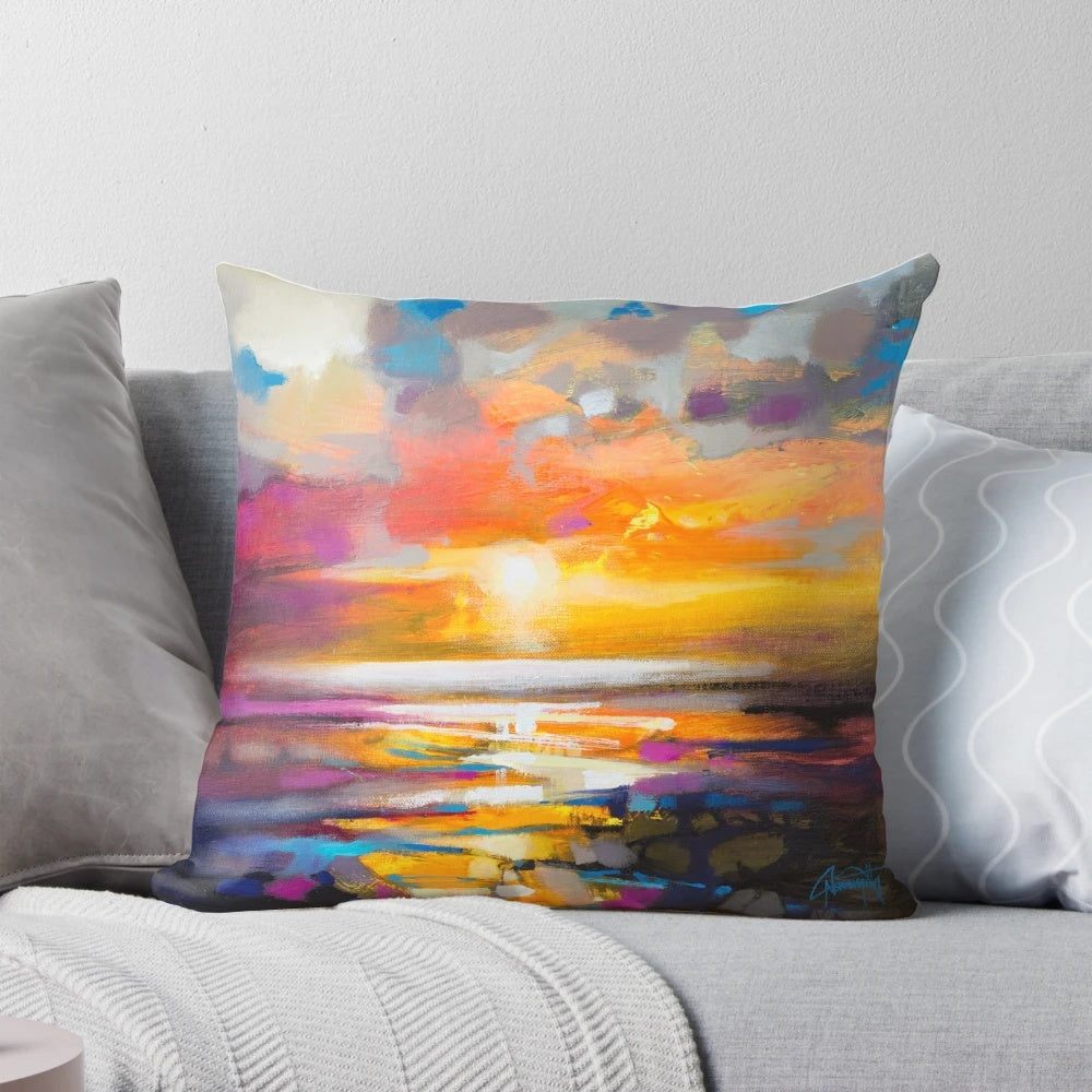 Vivid Light 1 Pillow featuring a Scottish landscape art design by artist Scott Naismith
