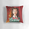 Vivid Scarlett O'Hara Christmas pillow featuring a graphic art design by Alejandro Mogolloart