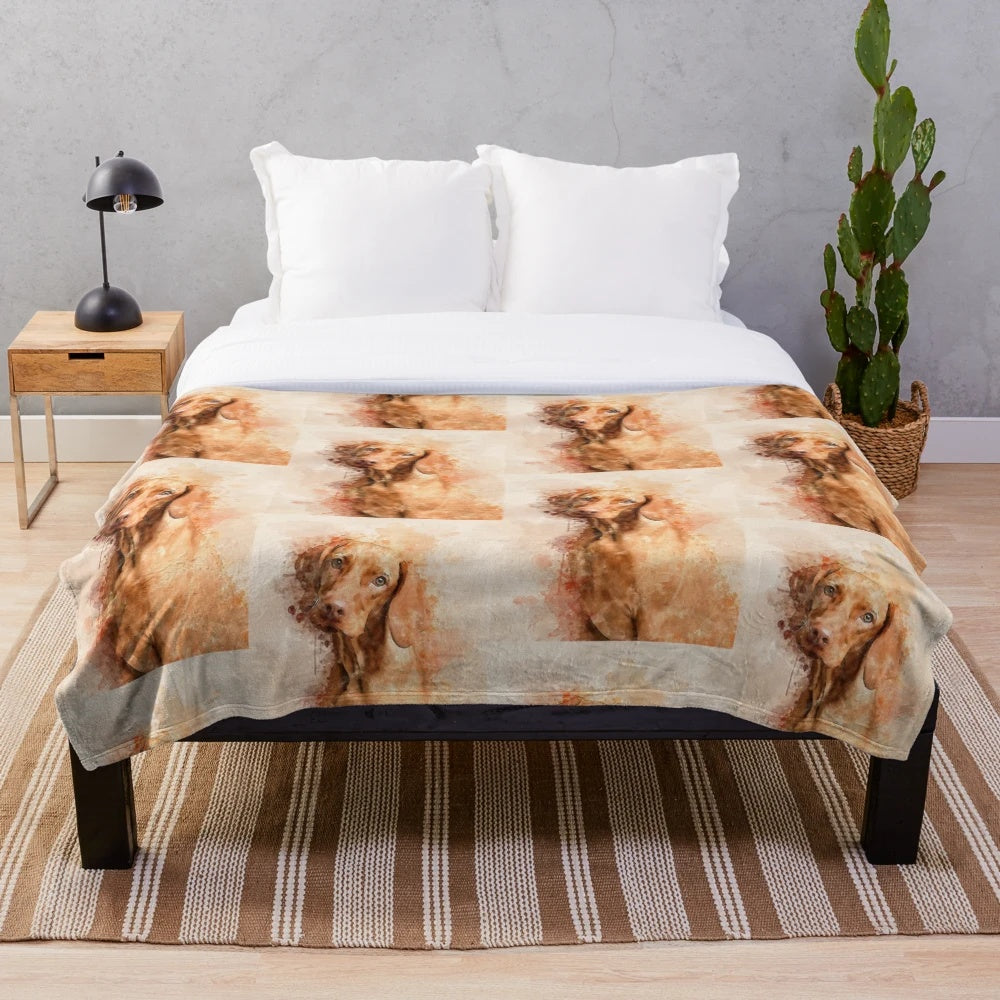 Vizsla dog breed inspired plush blanket