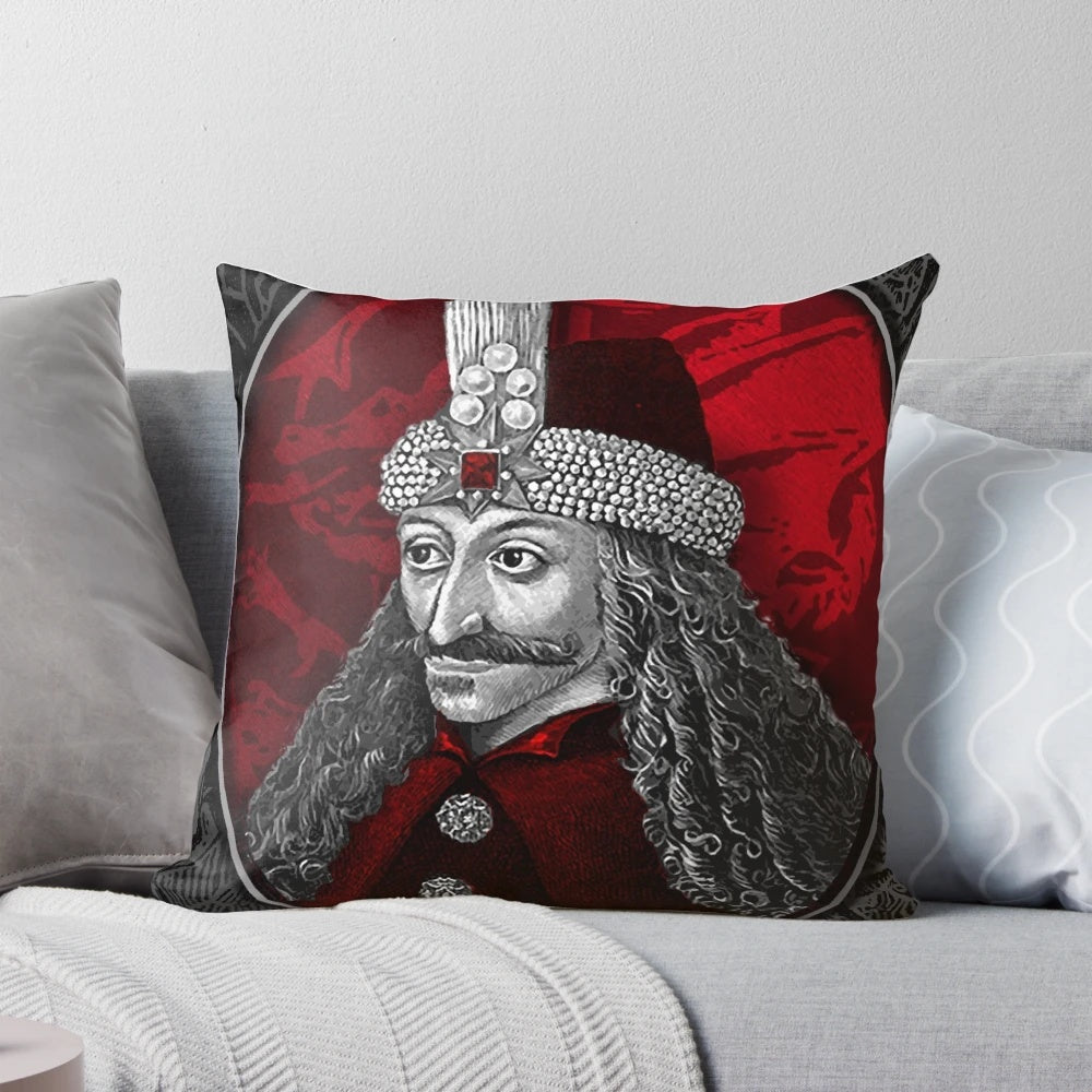 Vlad Tepes Gothic Dracula Pillow with Portrait of Vlad the Impaler