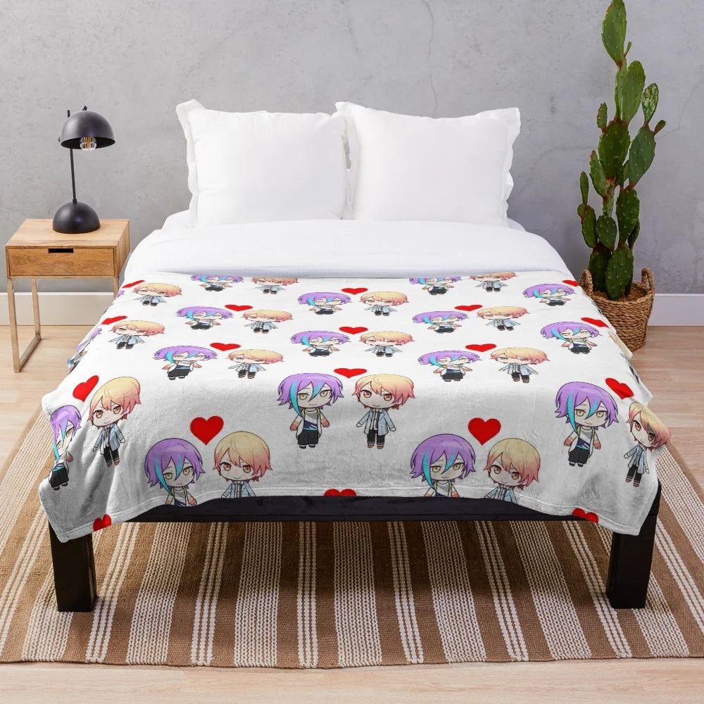 Project SEKAI Vocaloid-themed plush blanket featuring Tenma Tsukasa and Kamishiro Rui