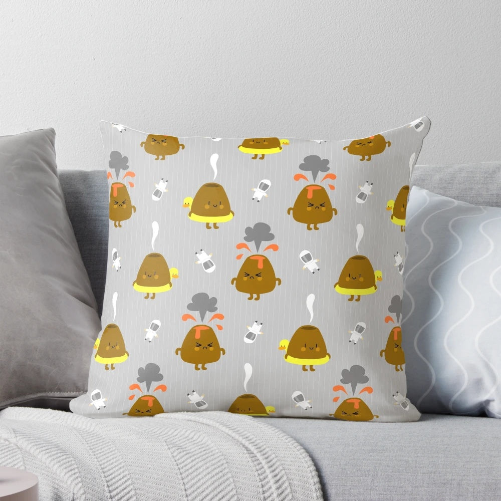 Volcanology Pillow featuring a stylized volcano design