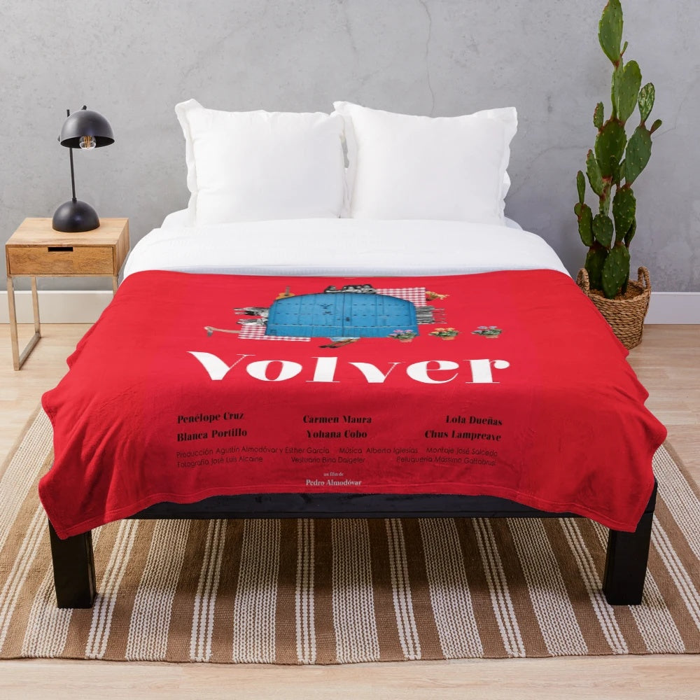 Volver inspired plush blanket featuring elements from the iconic Spanish film