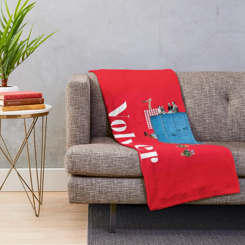 Volver inspired plush blanket featuring elements from the iconic Spanish film