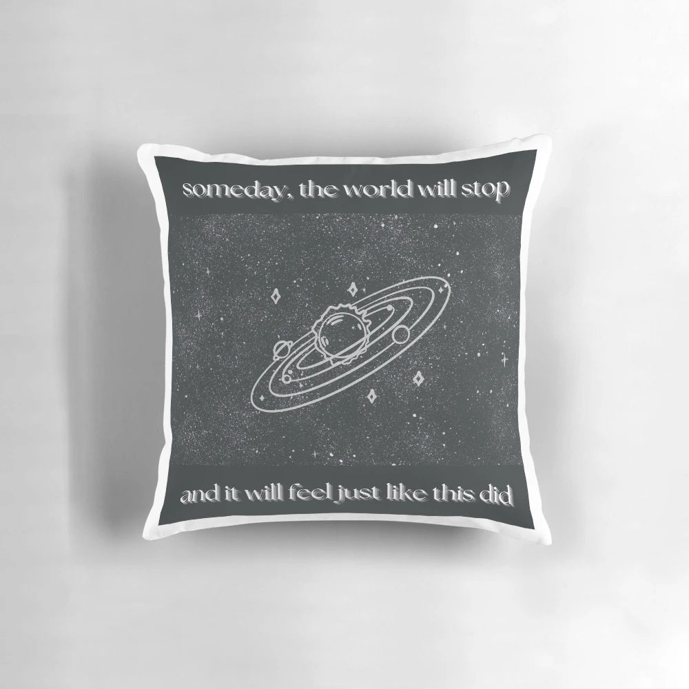 Pillow featuring the lyrics to the song "Vortex" by Lizzy McAlpine