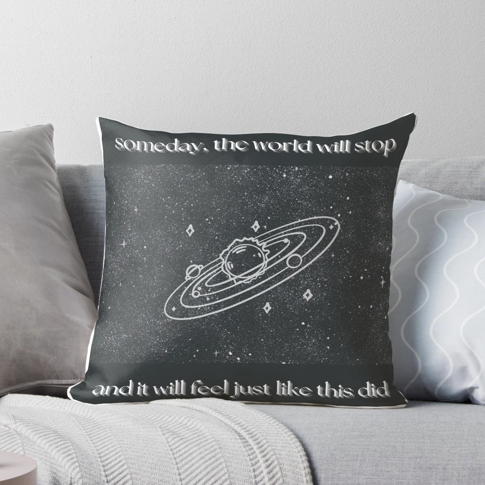 Pillow featuring the lyrics to the song "Vortex" by Lizzy McAlpine