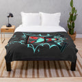Vox inspired plush blanket with electric blue and demonic elements