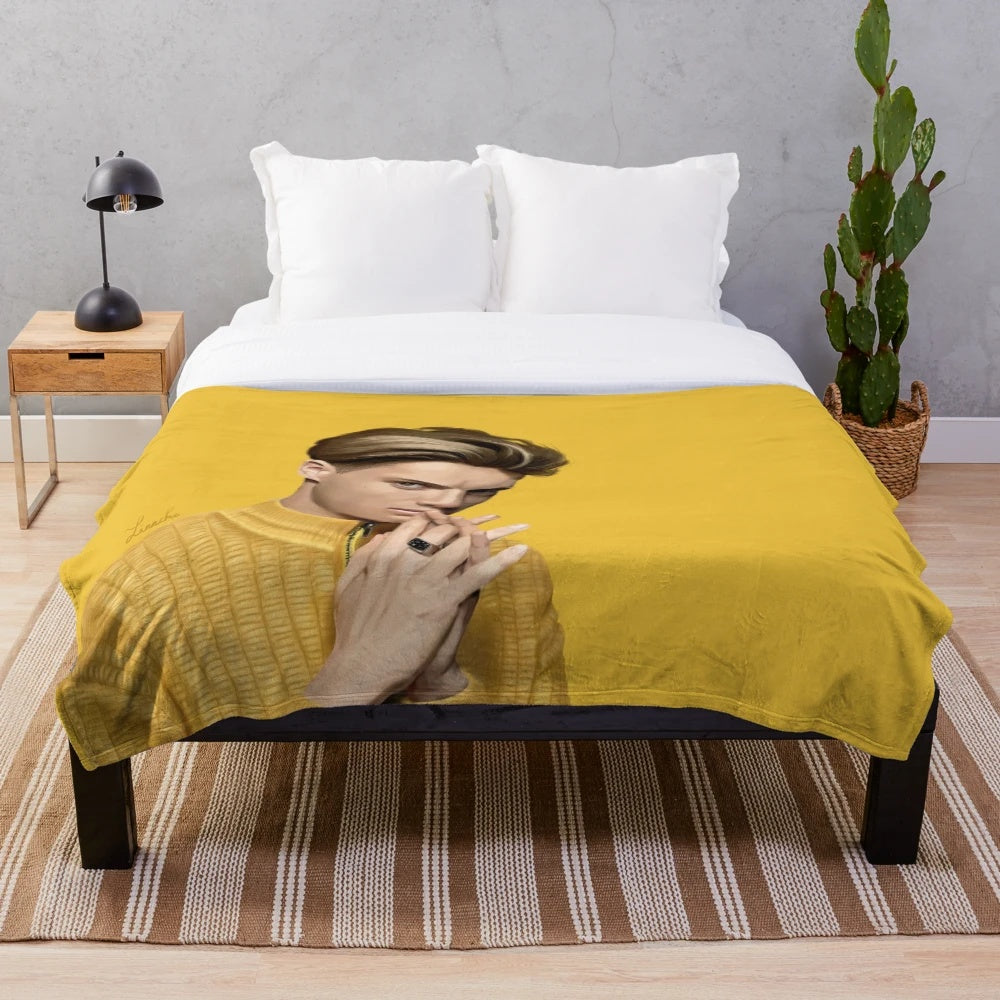 Vulkan-inspired digital plush blanket with a realistic portrait of Jace Norman