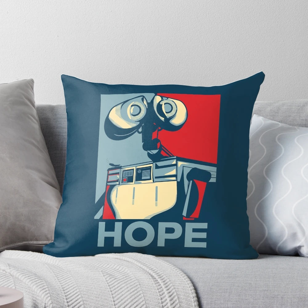 Wall-E inspired accent pillow featuring vintage Pixar pop art design