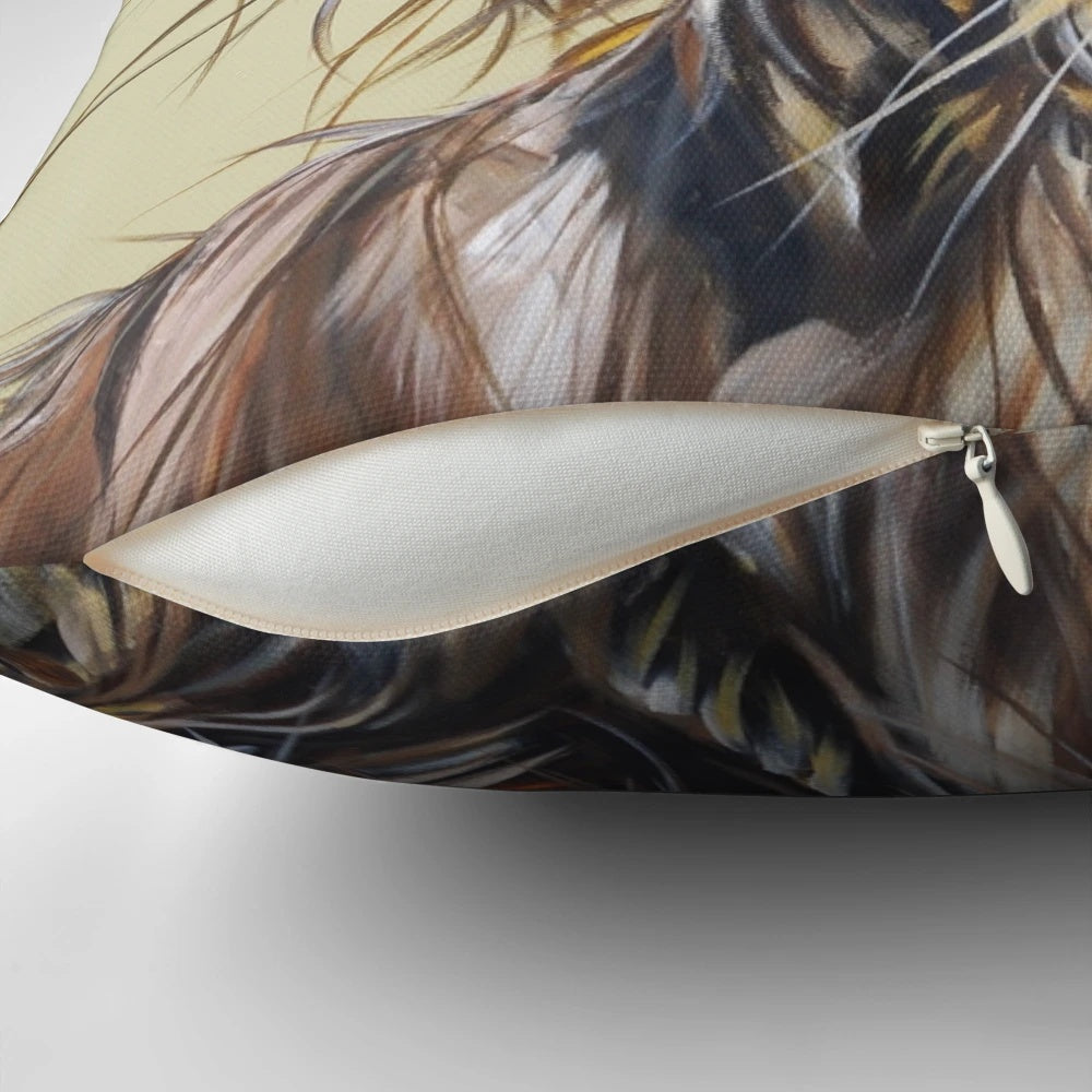 Decorative Pillow featuring a Humorous Highland Cow Illustration by Sam Fenner