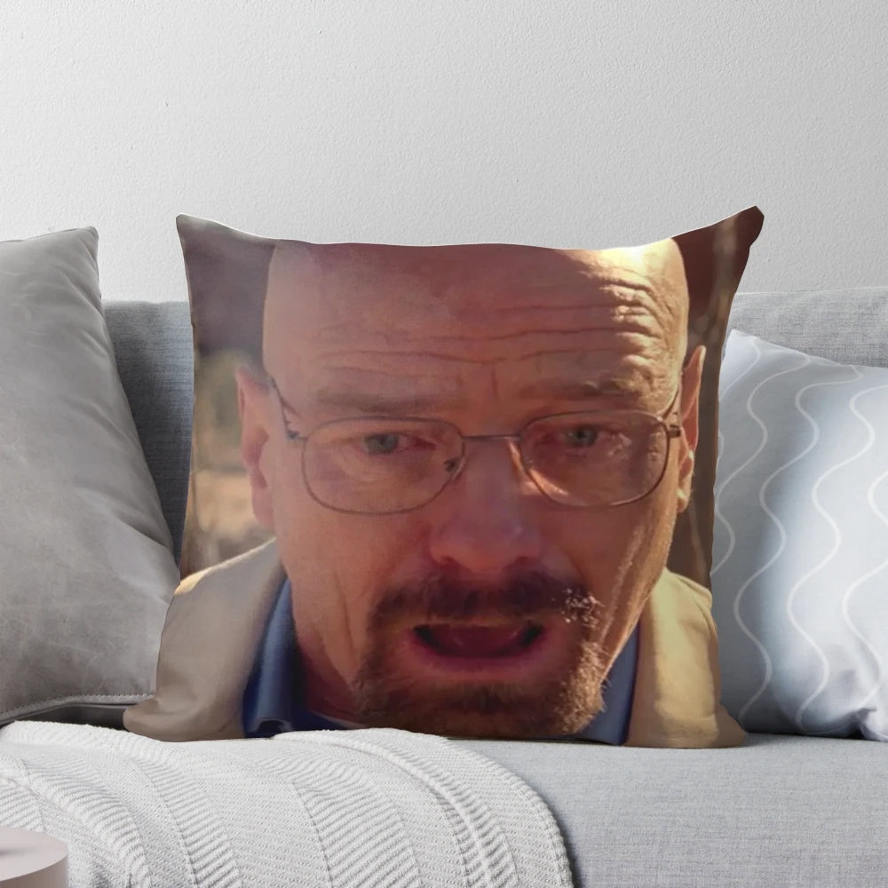 Walter White meme-inspired pillow with "I am the one who knocks" quote from Breaking Bad