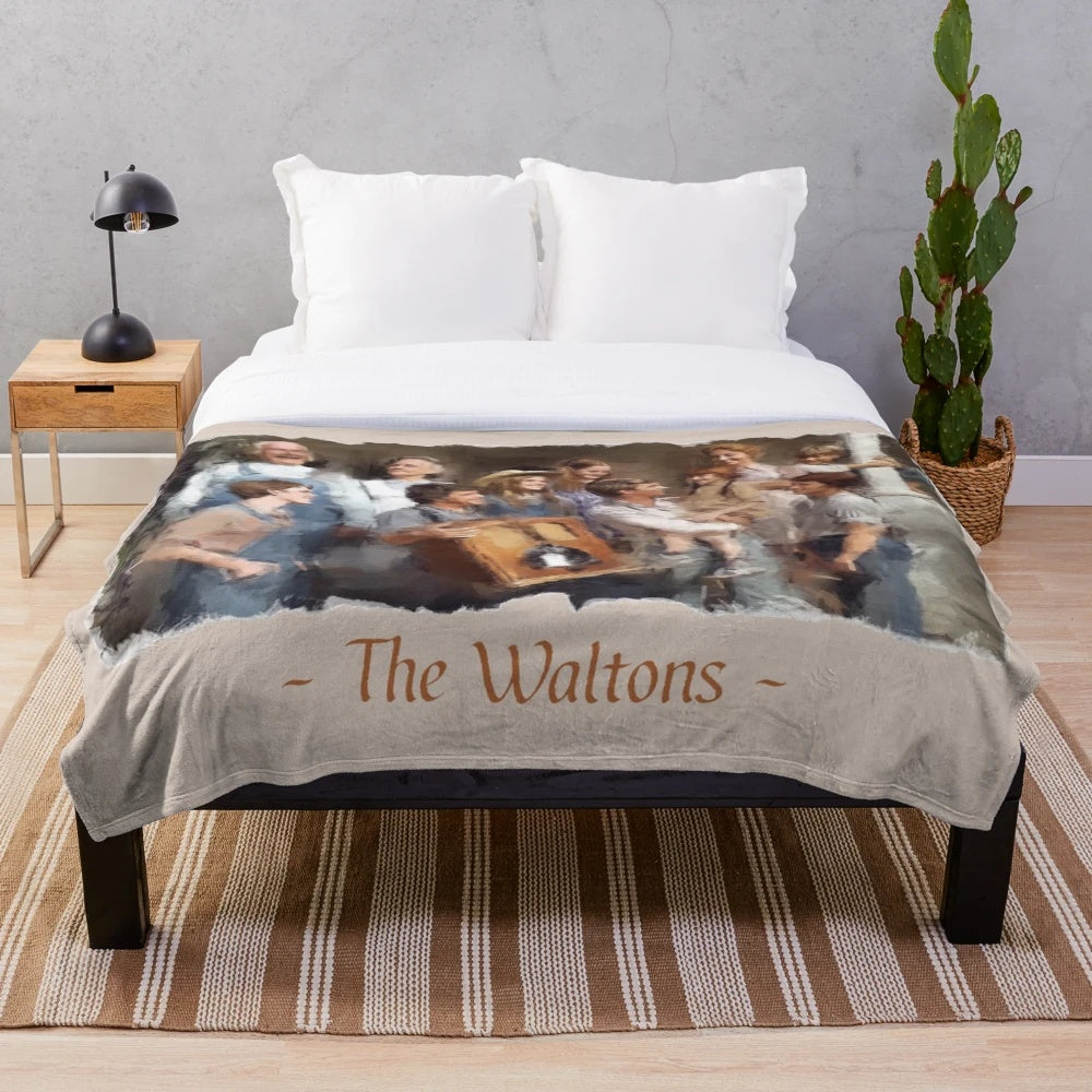 Waltons-Inspired Plush Blanket with Characters from the Classic 1970s TV Series