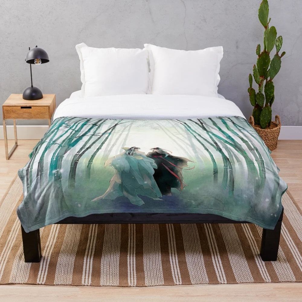 Wangxian-inspired plush blanket featuring characters from The Untamed