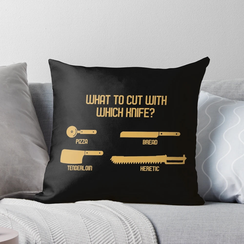 Warhammer 40k knife meme pillow featuring humorous ork-themed illustration