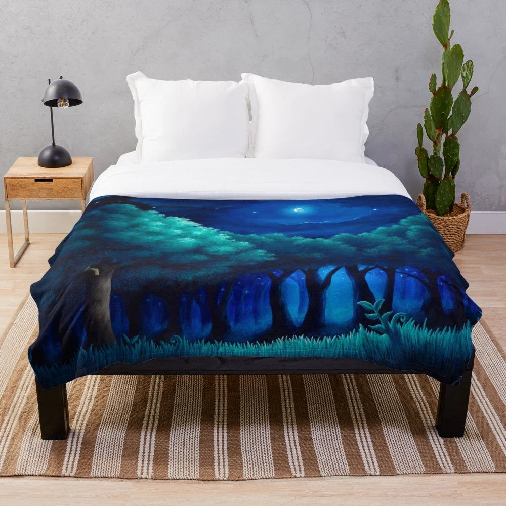 Viridian Forest-themed plush blanket for cozy home decor
