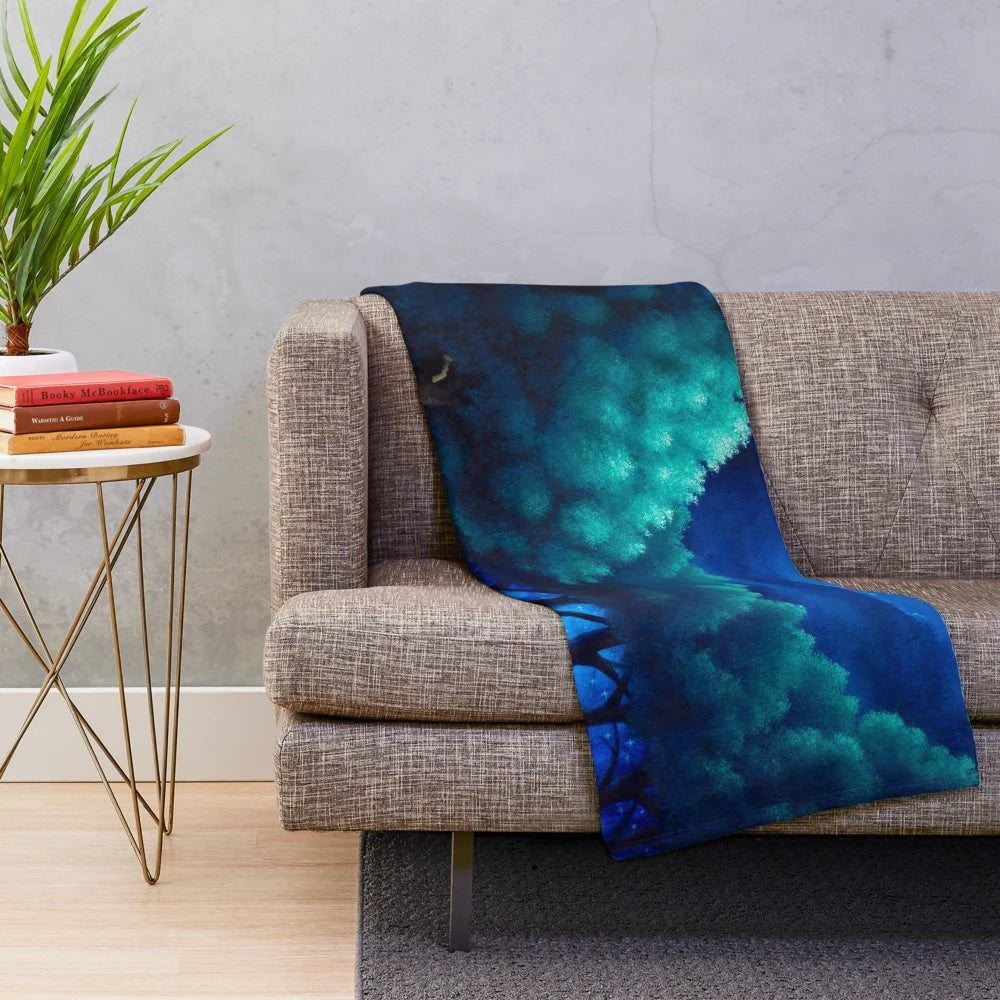 Viridian Forest-themed plush blanket for cozy home decor