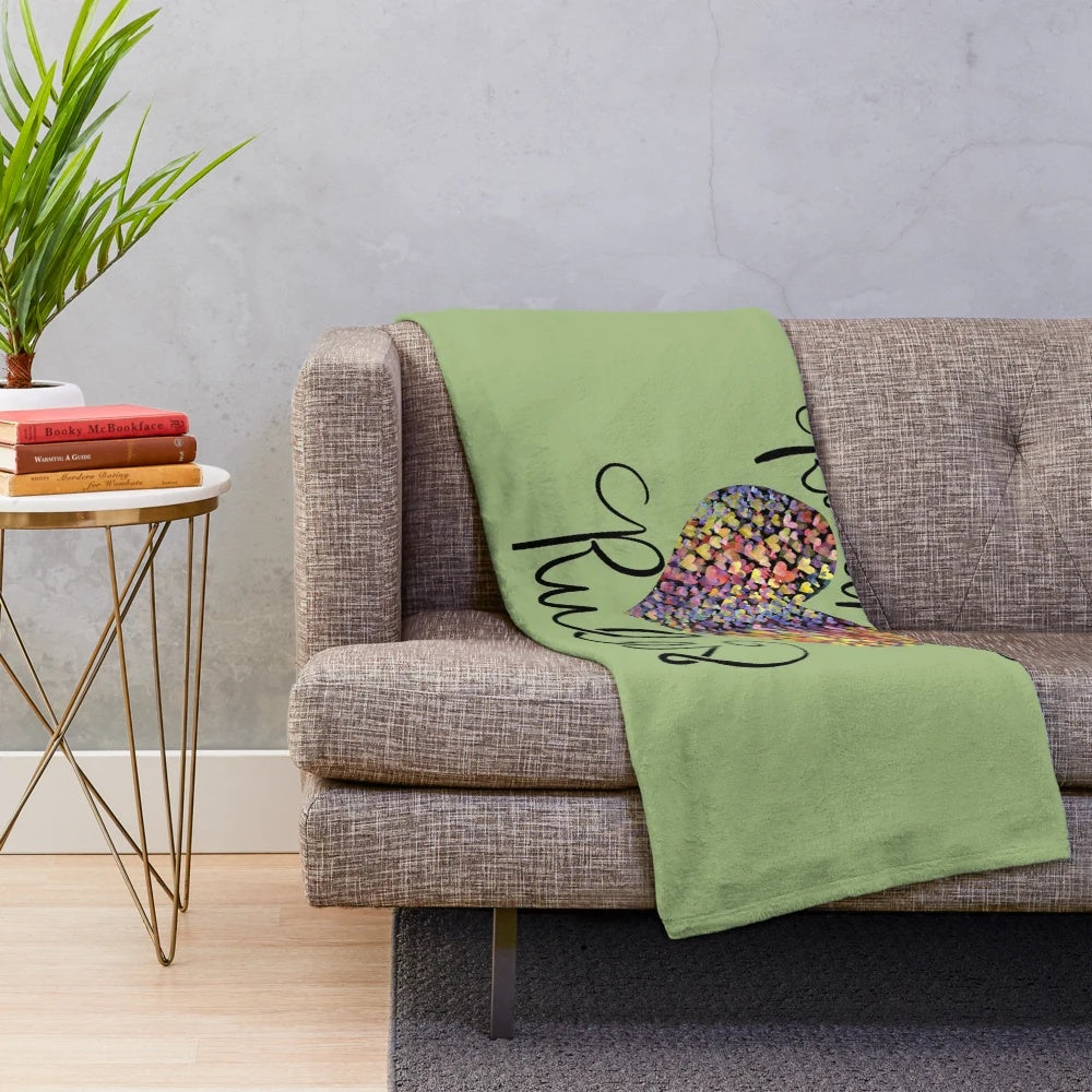 Kindness Plush Blanket with Rainbow and Heart Design