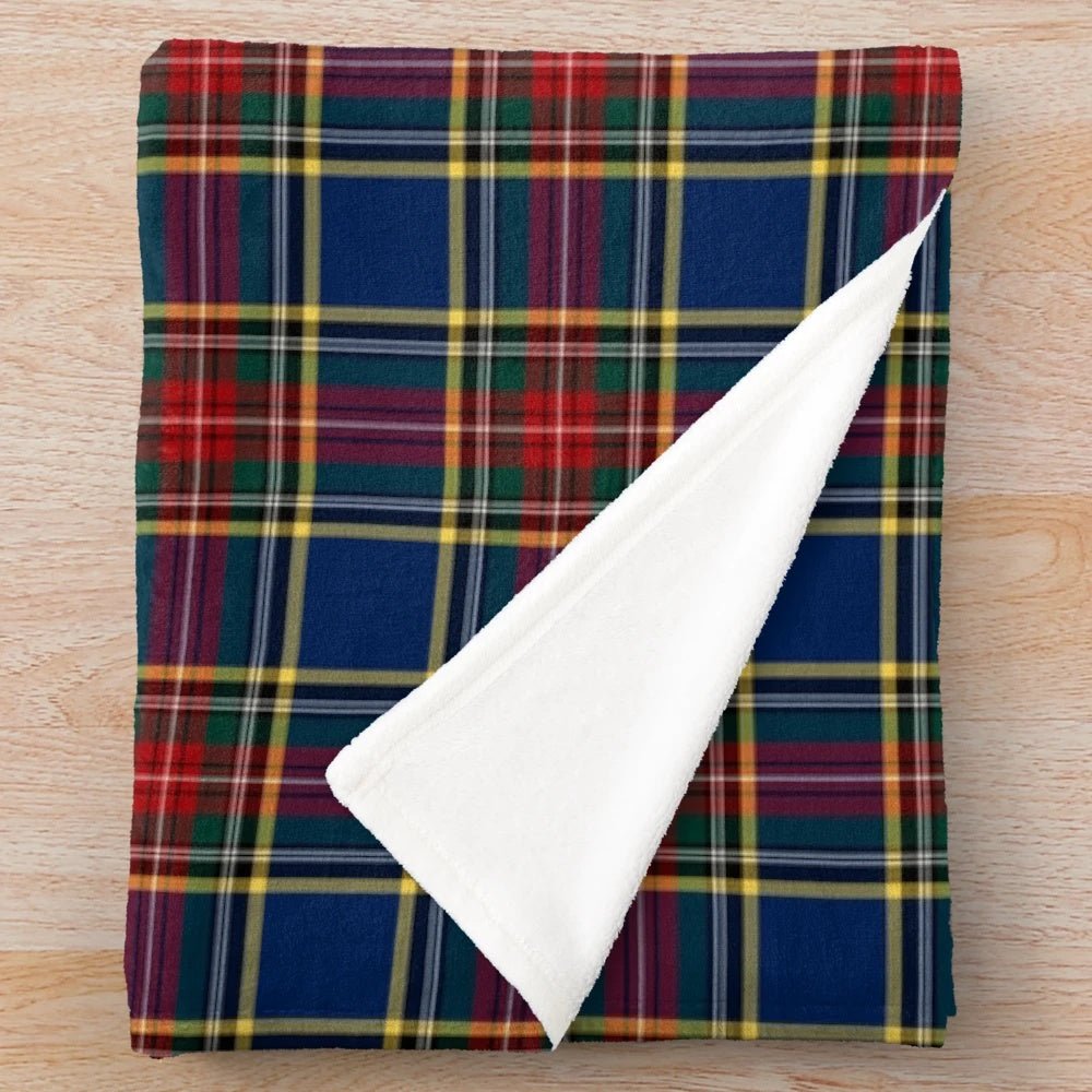 Clan MacBeth tartan plush blanket with soft, cozy fabric