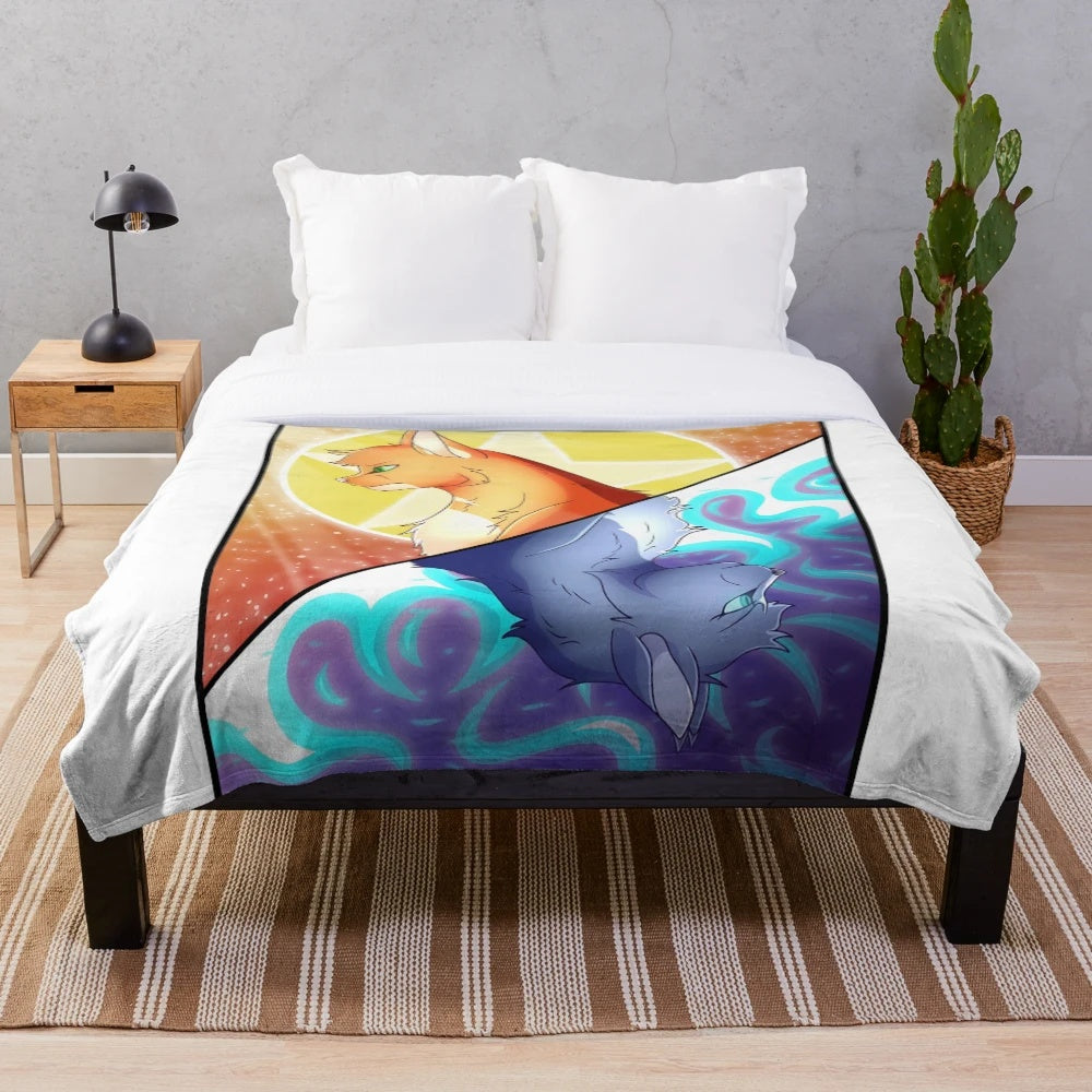 Warrior cats fireheart and bluestar inspired plush blanket