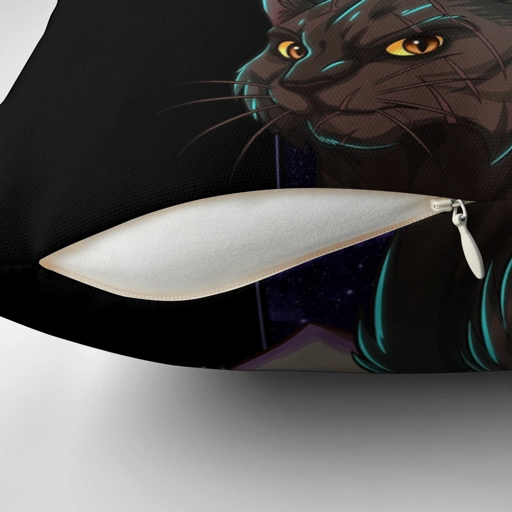 Among the Stars Pillow featuring a galaxy-inspired design with warrior cats and clan symbols
