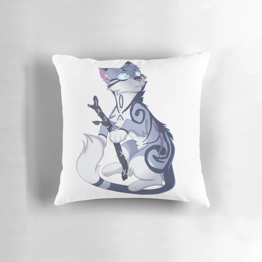Cozy Warrior Cats-themed Jayfeather pillow