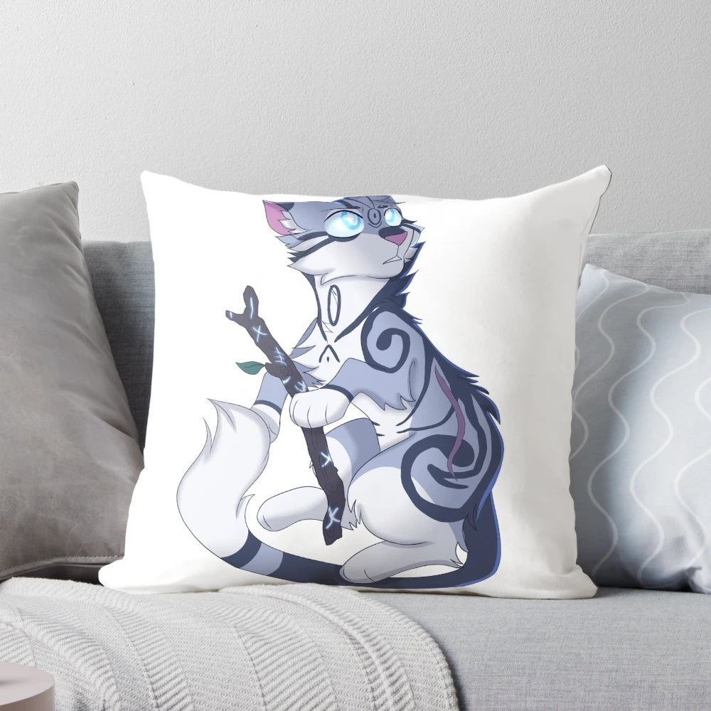 Cozy Warrior Cats-themed Jayfeather pillow