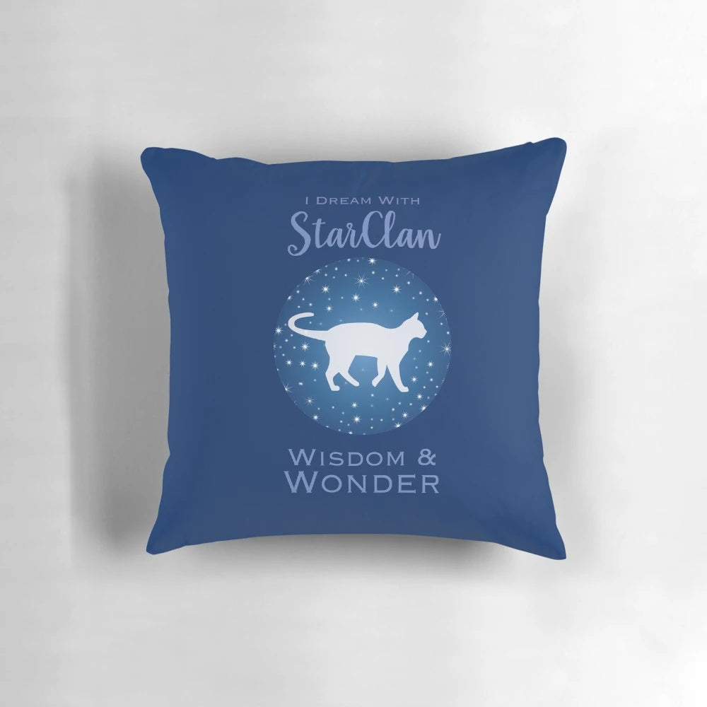 Warrior cats themed pillow with Starclan design