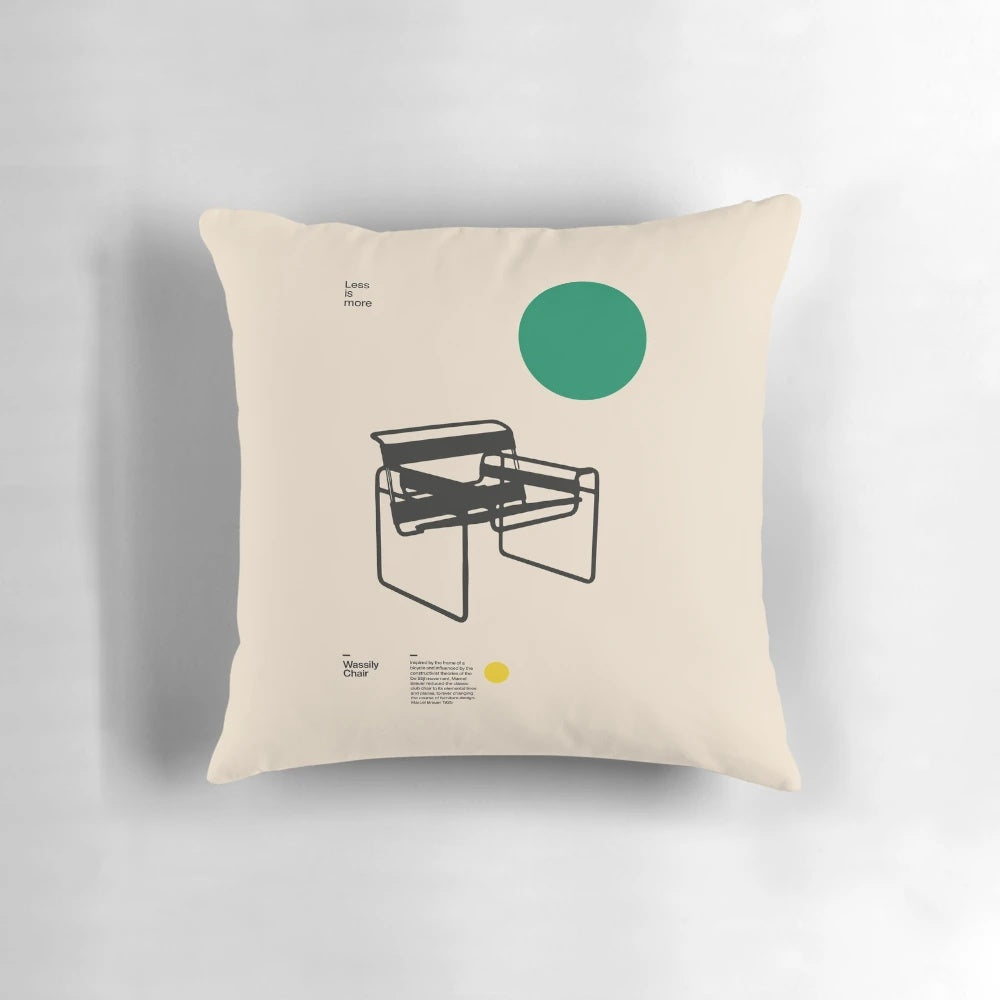 Pillow featuring the iconic Wassily Chair, a modernist Bauhaus design by architect Marcel Breuer.