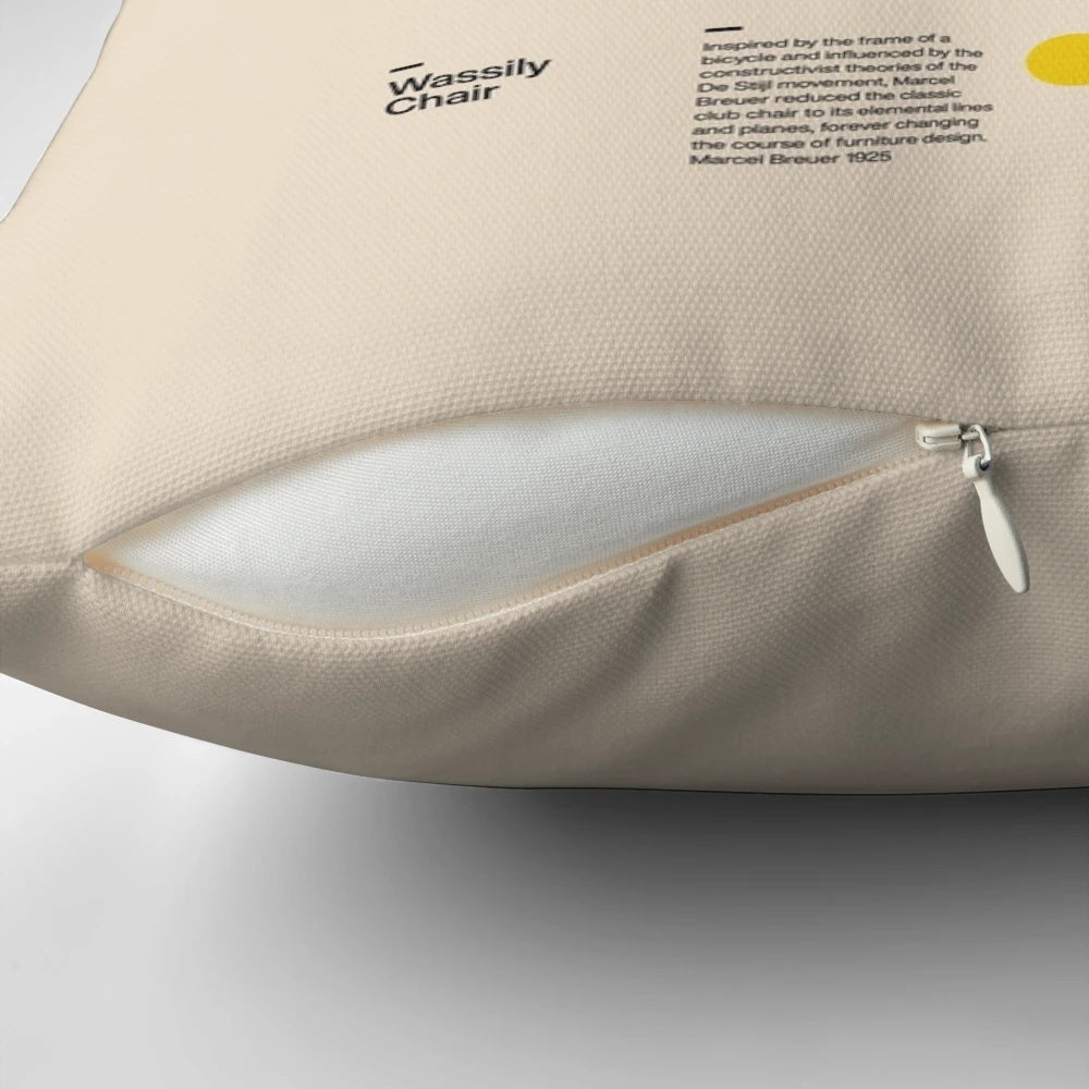 Pillow featuring the iconic Wassily Chair, a modernist Bauhaus design by architect Marcel Breuer.