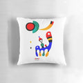 Wassily Kandinsky abstract art pillow featuring his 1944 Composition with primary colors and geometric shapes