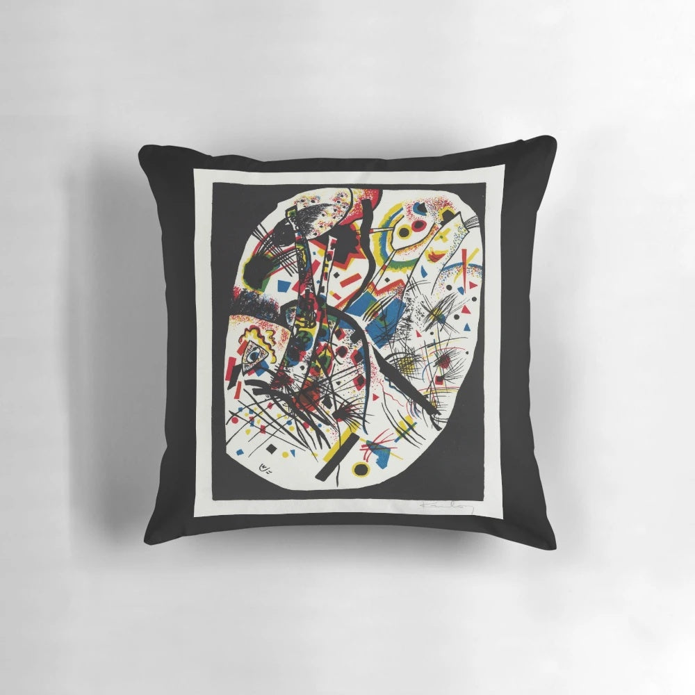 Wassily Kandinsky's abstract art design "Small Worlds III" printed on a high-quality pillow.