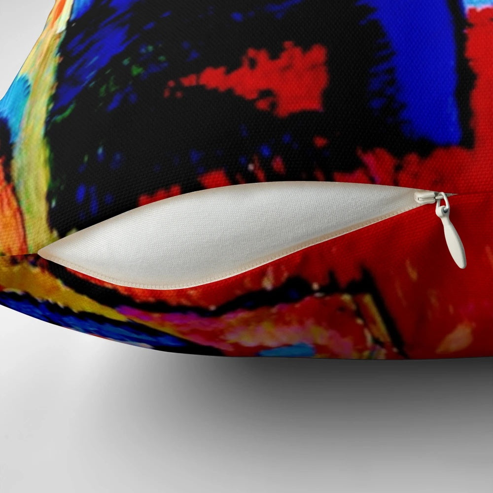 "Wassily Kandinsky inspired abstract art pillow featuring Improvisation 4 design"