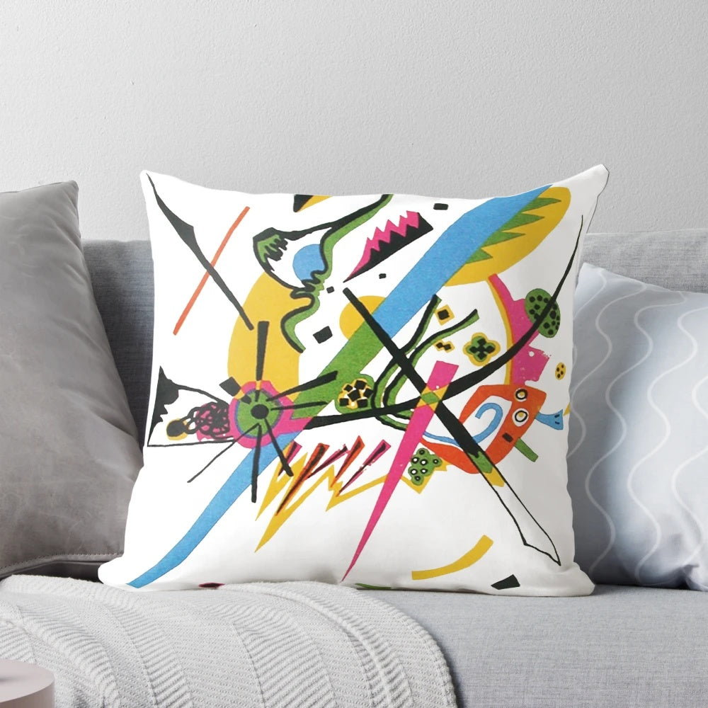 Wassily Kandinsky's 'Small Worlds I' 1922 abstract oil painting printed on a decorative pillow