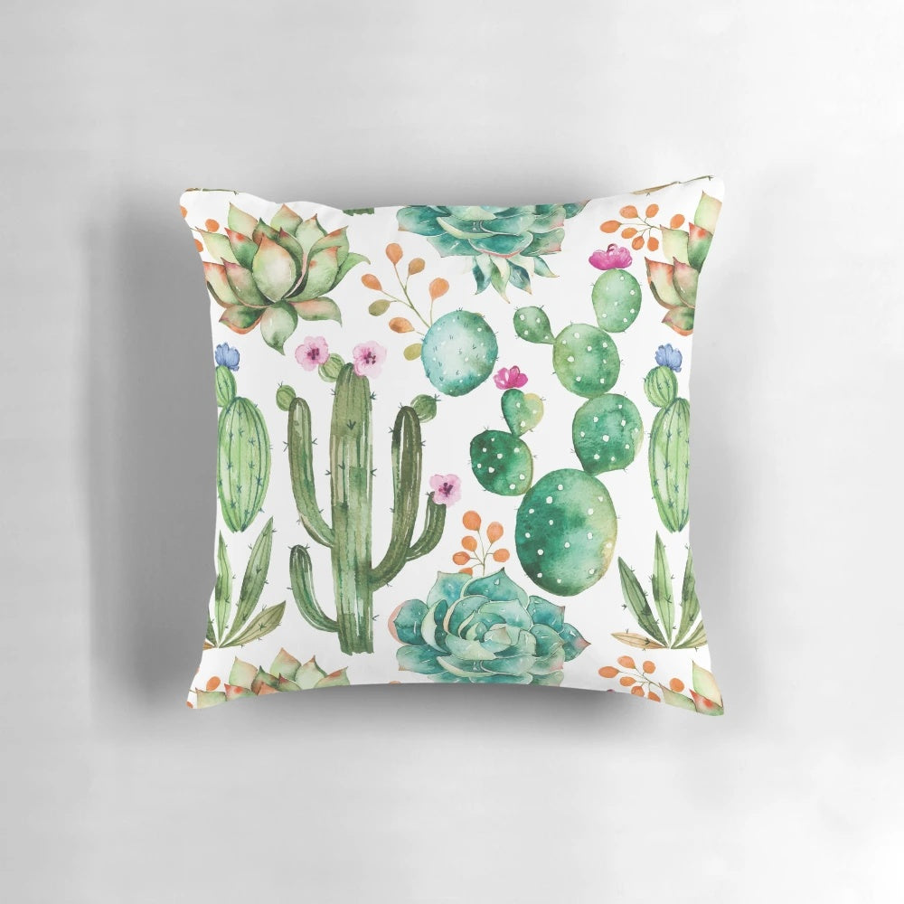 Watercolor cactus pattern decorative throw pillow for home decor