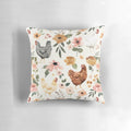 Watercolor Chicken Floral Farmhouse Pillow