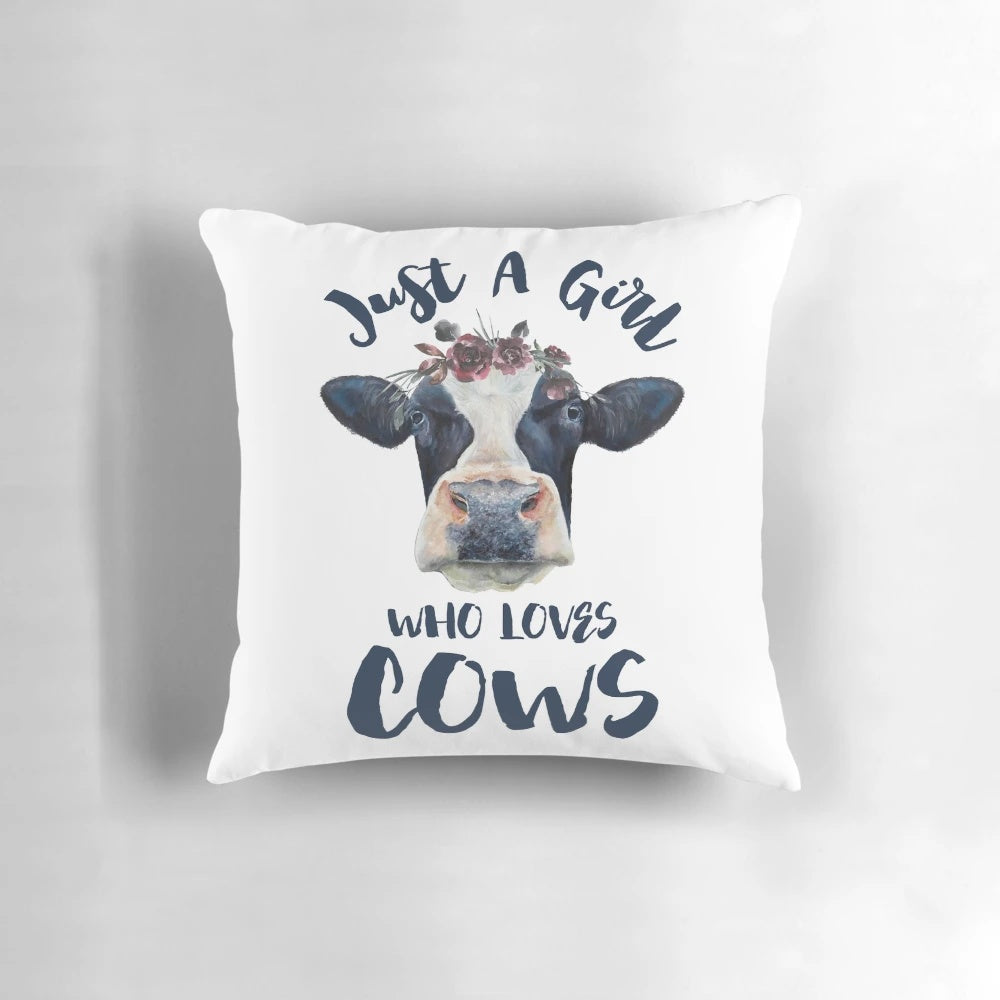 Watercolor painting of a cow on a soft throw pillow for animal lovers