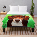 Watercolor painting of a beagle dog on a plush, cozy blanket