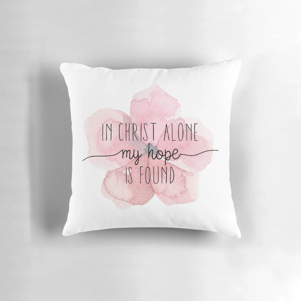 Watercolor floral pillow with an inspirational Christian quote