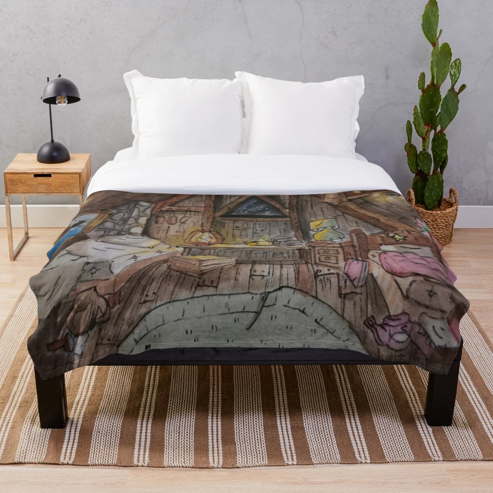 Watercolor Gravity Falls inspired plush blanket with characters