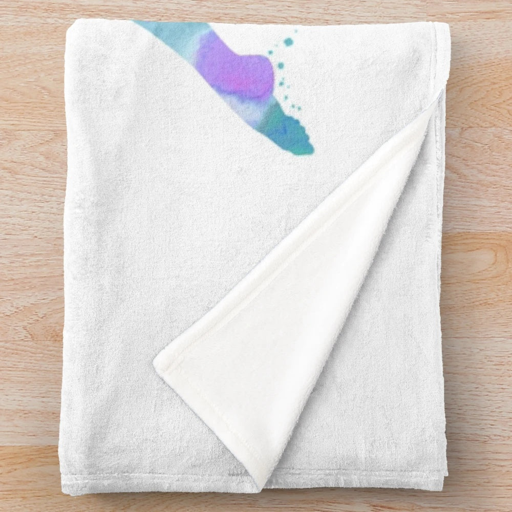Watercolor gymnastics art plush blanket with gymnast figure