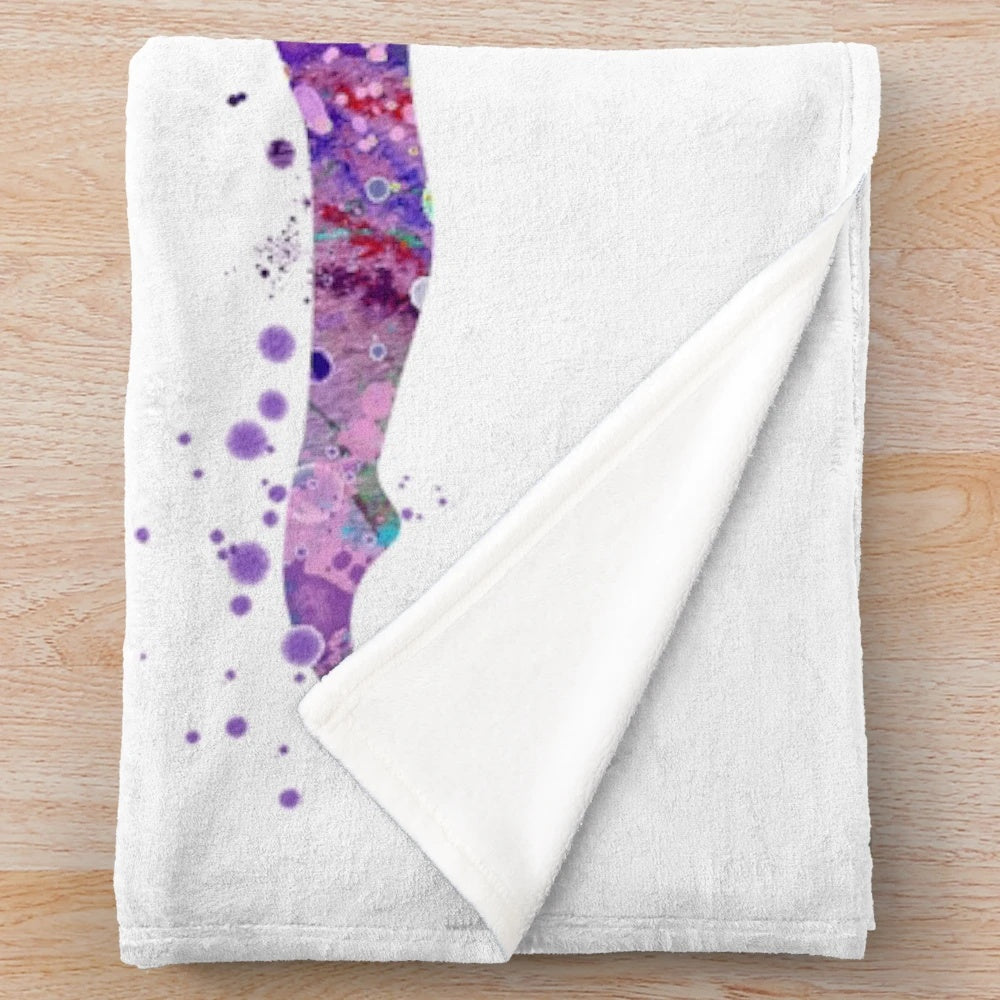 Watercolor gymnastics silhouette plush blanket for girls
