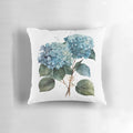 Vibrant watercolor hydrangea floral pattern on a soft and cozy pillow
