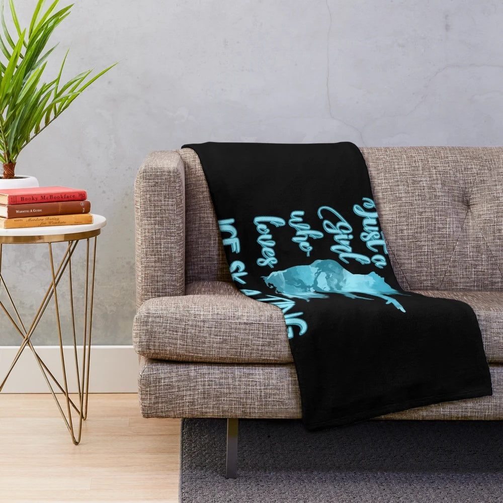 Watercolor ice skating plush blanket with figure skating design