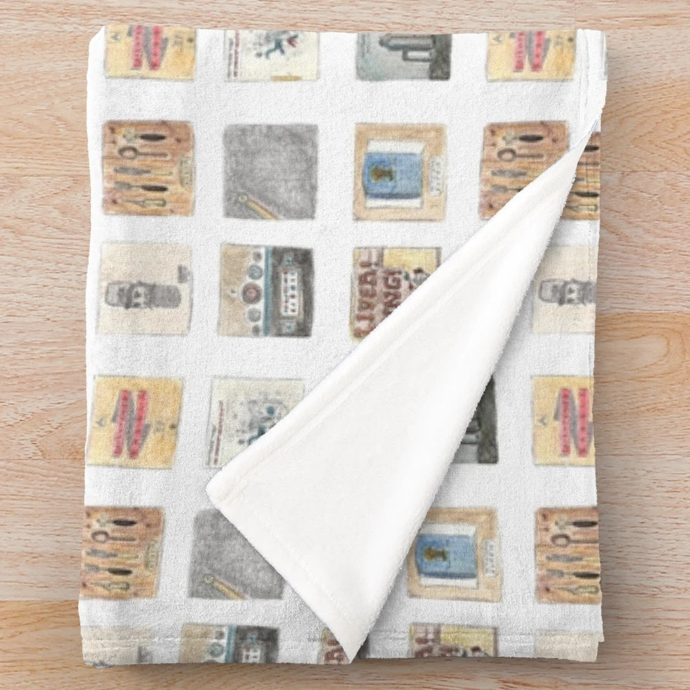 Frightened Rabbit plush blanket featuring watercolor album art