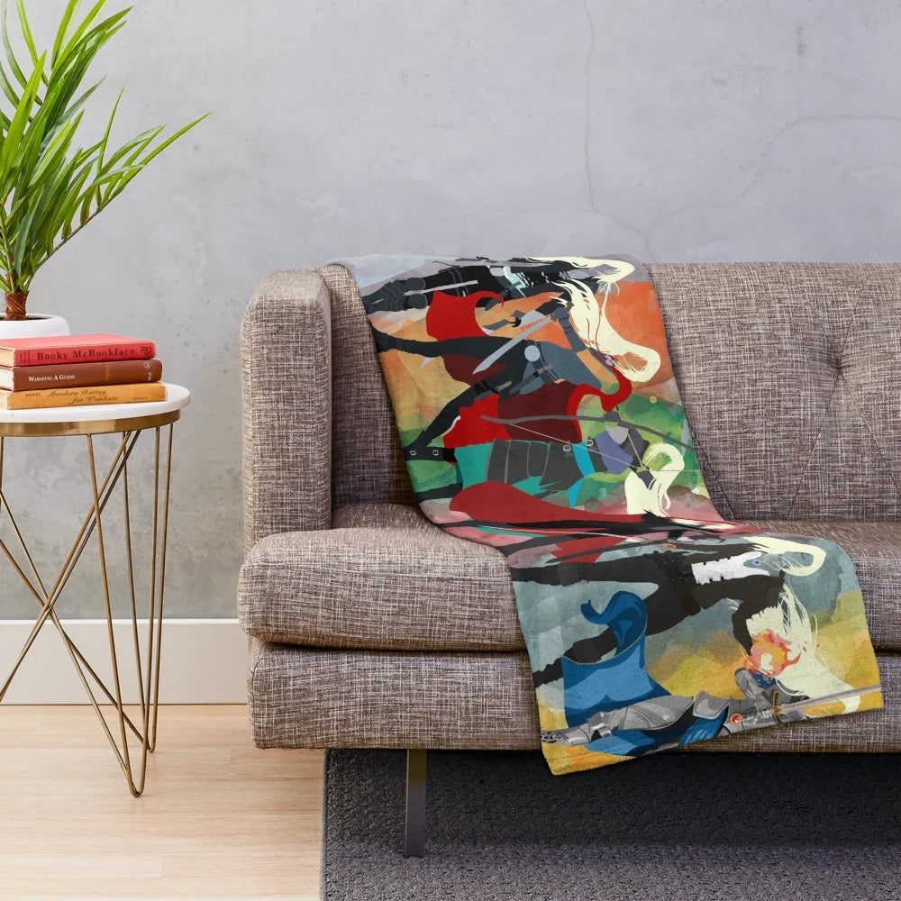Throne of Glass watercolor-style plush blanket with book lover design