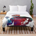 Watercolor lacrosse player illustration on a plush blanket