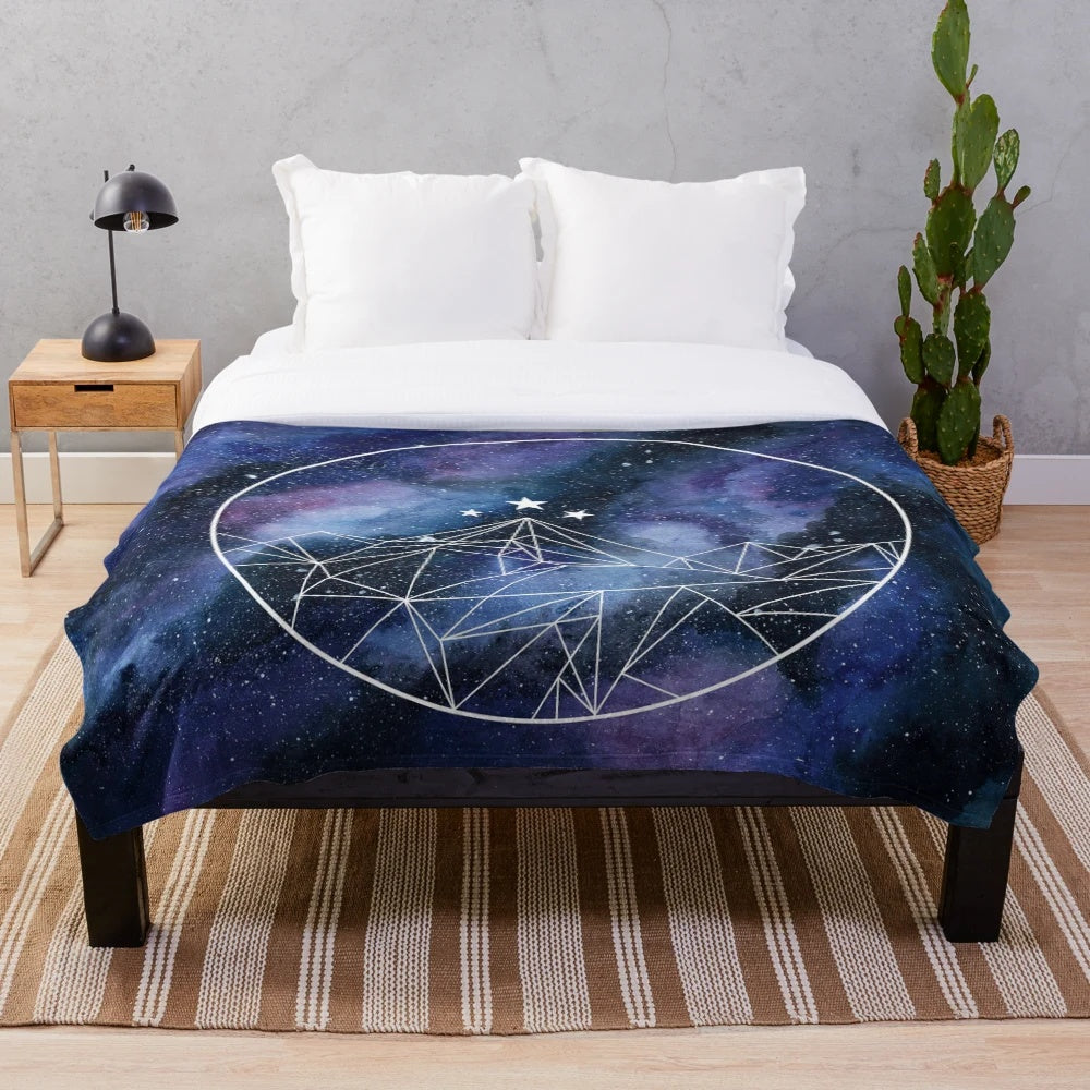 Watercolor night court symbol design on a plush fantasy blanket