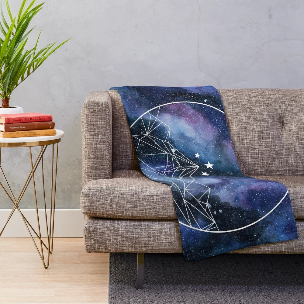 Watercolor night court symbol design on a plush fantasy blanket