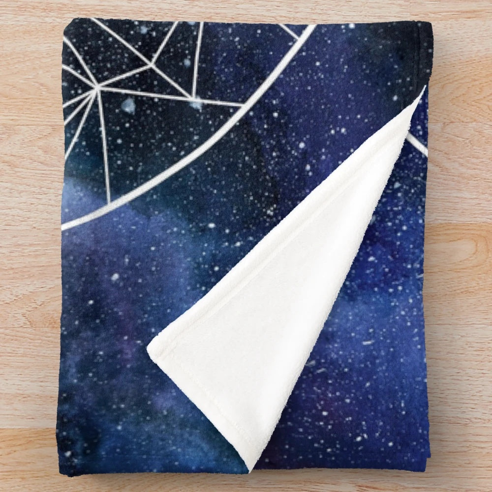 Watercolor night court symbol design on a plush fantasy blanket